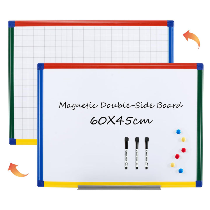 Swansea Whiteboard für Kinder, 60x45cm, Doppelseitig, Kleine Magnettafel Kinder Wand mit Maker für S