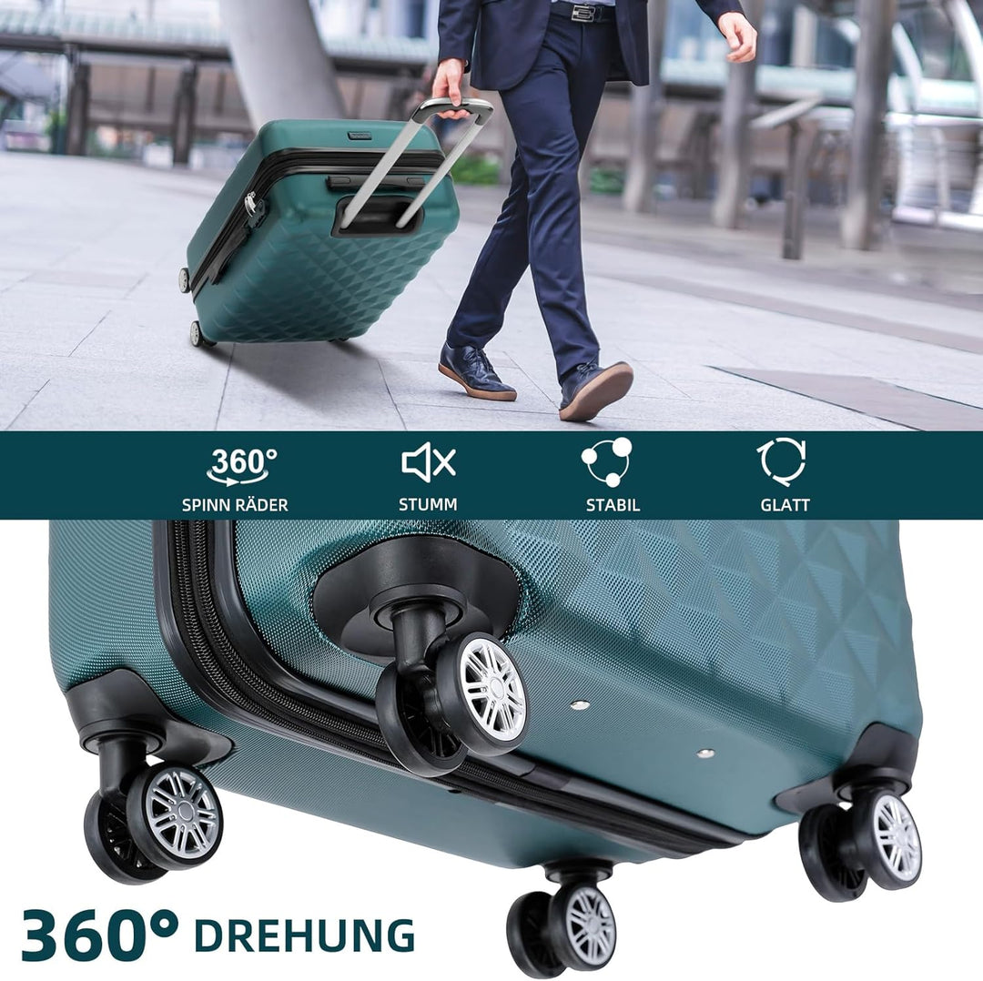 BEIBYE Zwillingsrollen 2066 Hartschale Trolley Koffer Reisekoffer Gepäck M-L-XL-Set (Dunkelgreen, M)