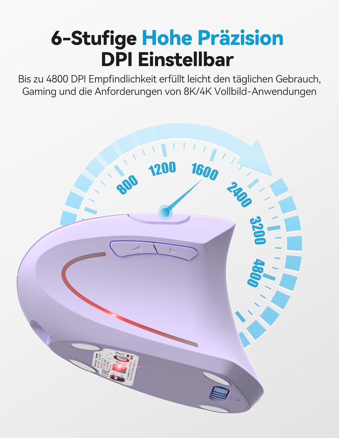 TECKNET Ergonomische Bluetooth Maus, Wiederaufladbar Kabellose Vertikale Maus (BT 5.0/3.0 + 2.4G), 6