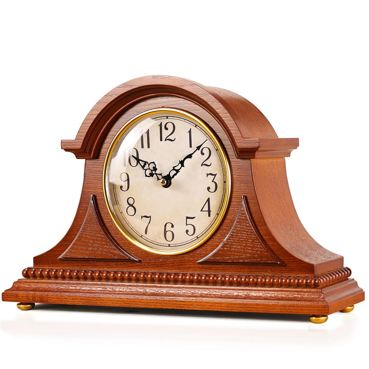 Elegante Kaminuhr im Antik-Stil – Standuhr aus Holz mit Viertelstunden- und Stundenschlag, batterieb