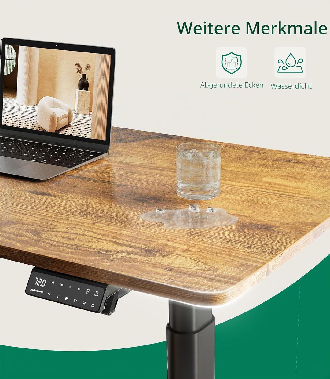 MAIDeSITe Tischplatte 140x70 cm Schreibtischplatte 25 mm stark - DIY Stabile Bürotischplatte – Perfe