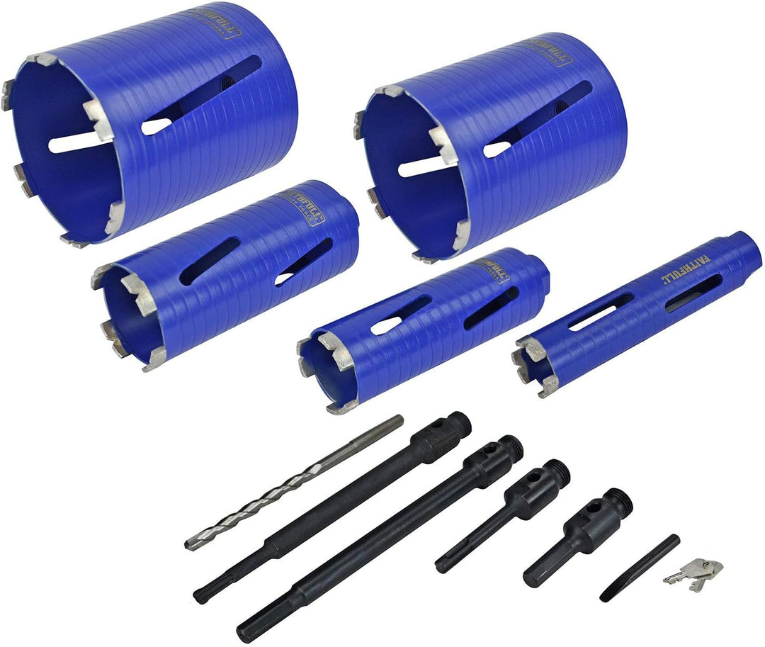 Faithfull Core Drill Kit & Case Set of 11, Multi-colour, Pack of 11, Pack of 11