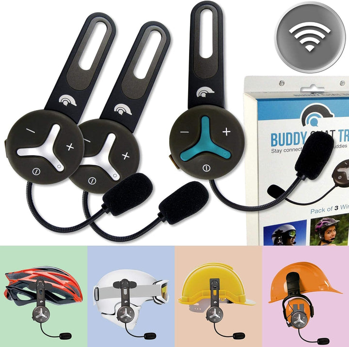 BuddyChat Trio - Gegensprechanlage mit 3X Bluetooth Module mit Reichweite bis 1km - Freisprechanlage