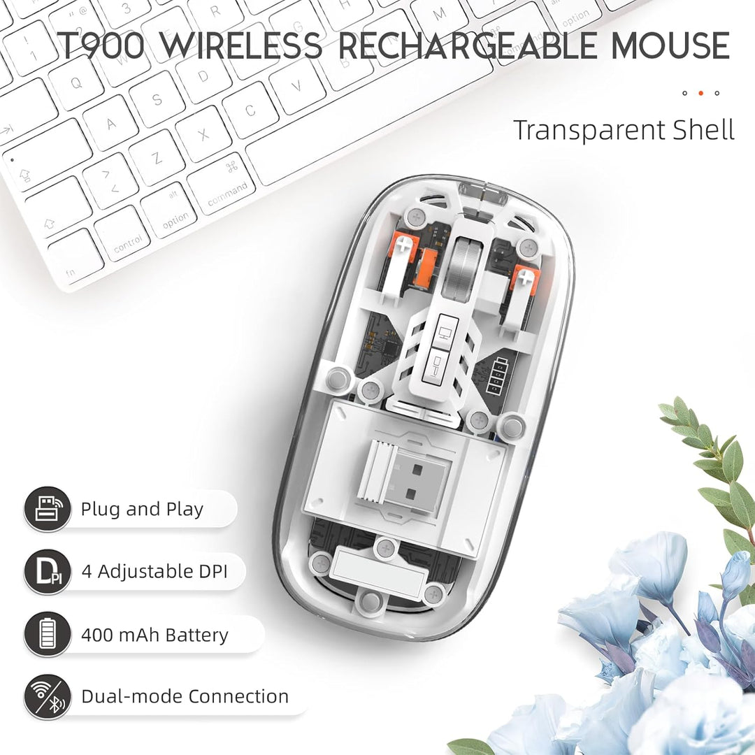 MAGIC-REFINER HXSJ Kabellose Maus Bluetooth, 2,4GHz+Bluetooth 5.0 Funkmaus Wiederaufladbare Leise Ul