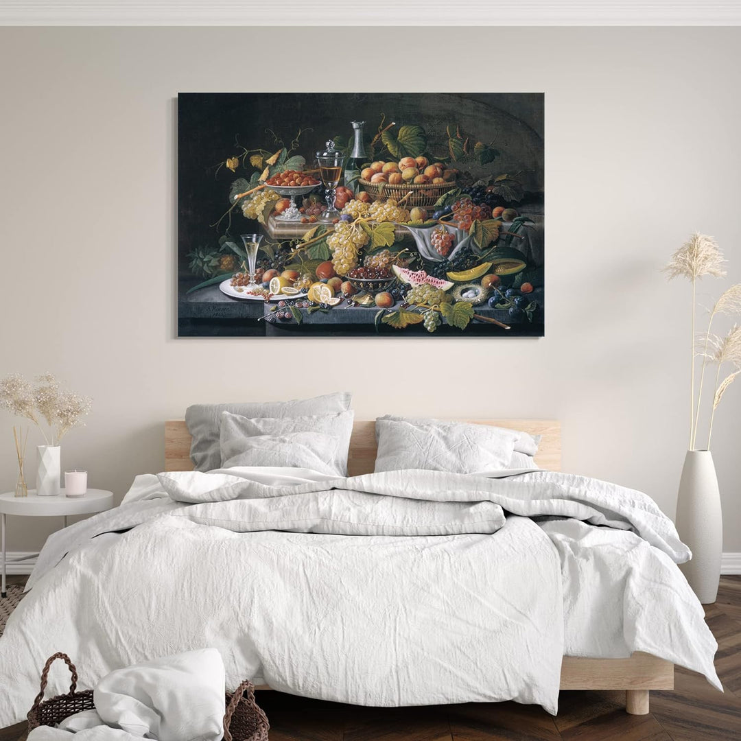 Printed Paintings Leinwand (80x60cm): Severin Roesen - Stillleben: Früchte 80x60 cm, 80x60 cm