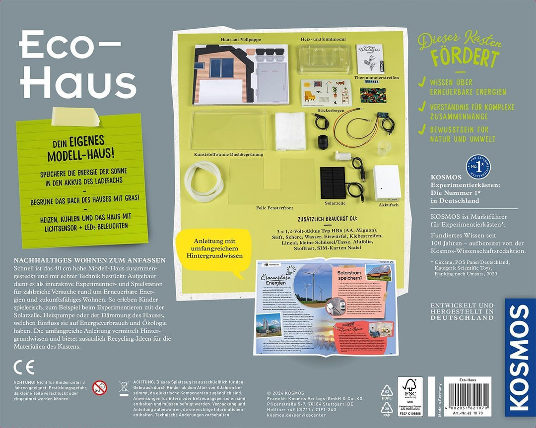 KOSMOS 621070 Eco-Haus - Energie clever nutzen - Dein grosses Test-Modell, Experimentierkasten für K