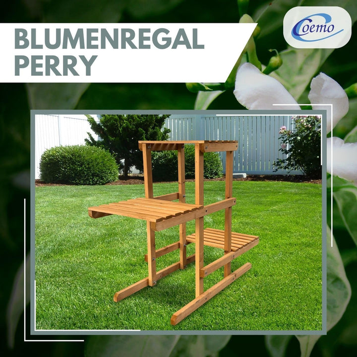Pflanzenregal Perry Holz Blumenregal 3 Etagen Blumentreppe für Garten Balkon Terrasse oder Innenräum