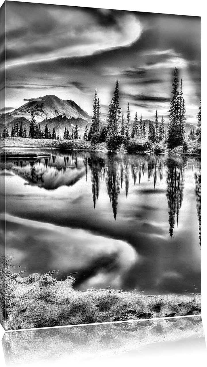 Pixxprint Sonnenaufgang Berglandschaft/Format: 100x70cm / Leinwandbild fertig bespannt Wandbild Kuns