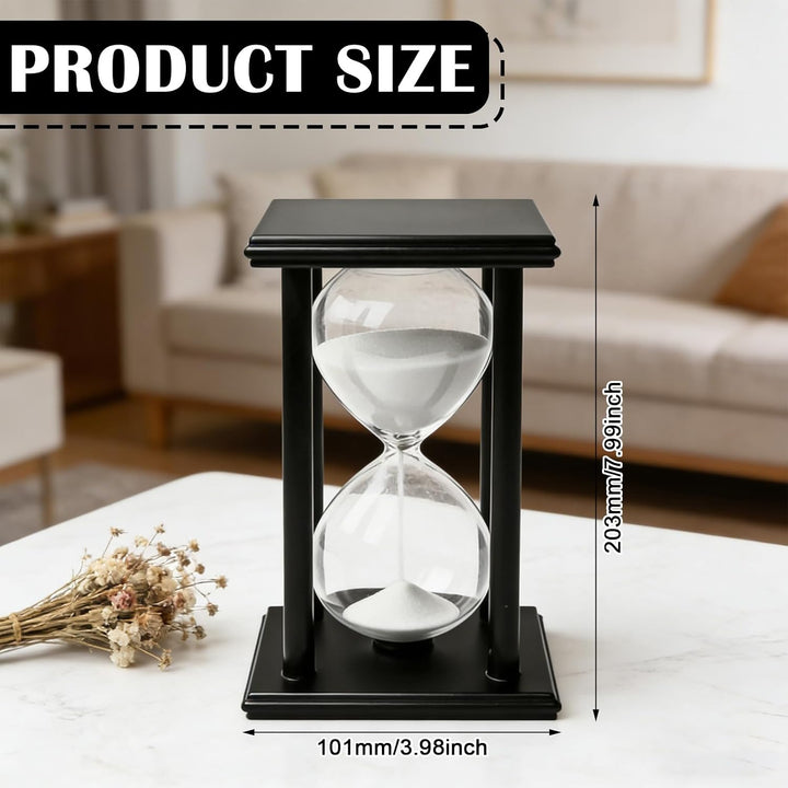 Sanduhr Timer 60 Minuten, 20x10cm Dekorative Sanduhr mit Schwarzer Holzrahmen, Grosse Sanduhrs aus H