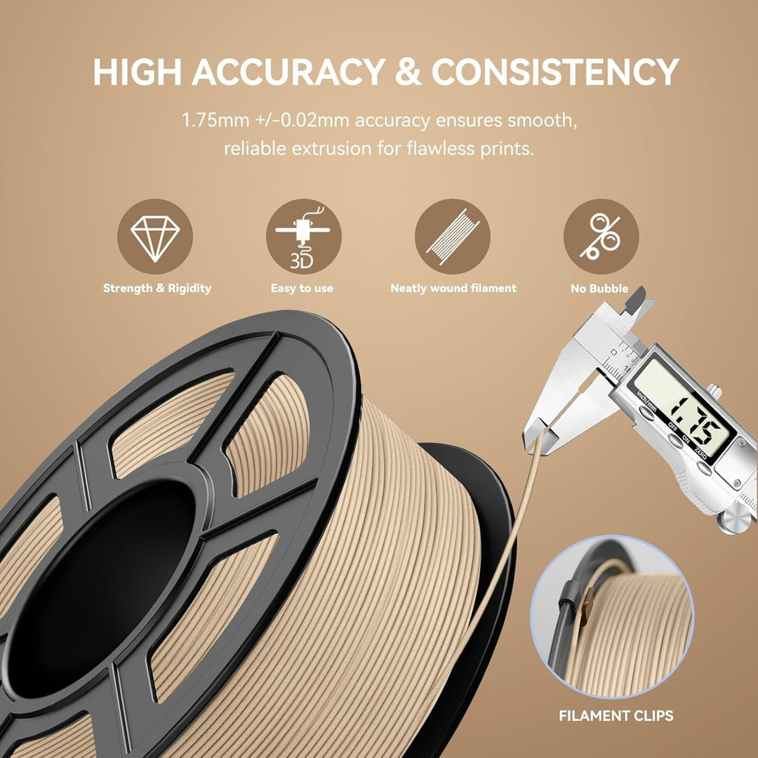JAYO PLA Holz Filament 1,75 mm Walnussholz, Echtes Holz PLA 3D Drucker Filament, Holzstruktur, mit 1