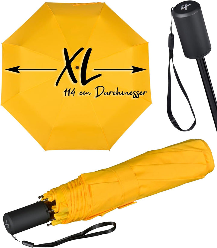 iX-brella Trekking XL Taschenschirm 115 cm gross mit Umhängetasche yellow, yellow