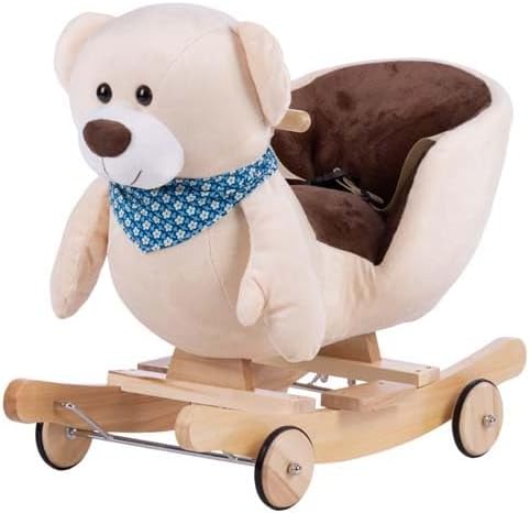 Schaukeltier Baby ab 1 Jahr – Plüsch Teddybär Schaukelpferd für Kinder bis 25 kg – mit Schaukel und