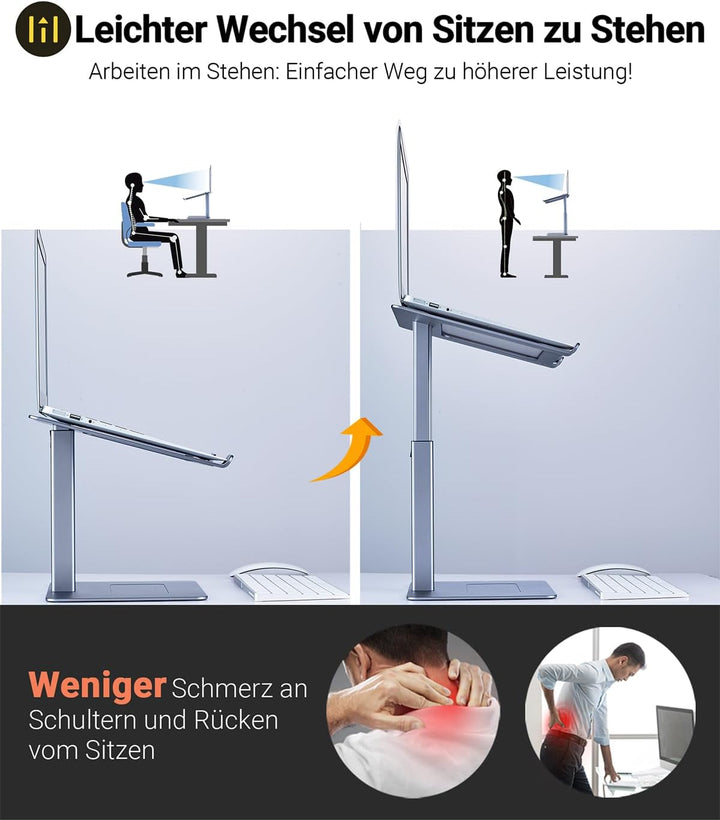 supamir Laptop Ständer Höhenverstellbar, Laptopständer für Schreibtisch, Stehen möglich, DJ Laptop S