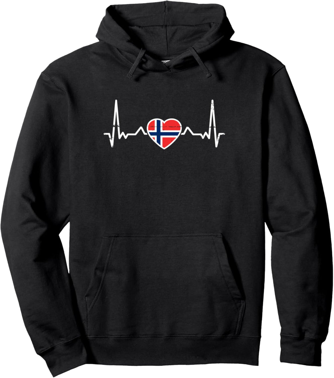 Norwegen Herzschlag Norwegische Flagge Stolzer Norweger Pullover Hoodie