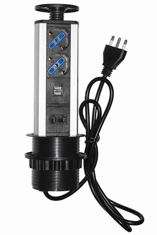 LINK lkmpt02 versenkbare Tischsteckdose mit 2 Steckdosen 16 A Weiblich ITA/Schuko, 1 RJ45, 1 RJ11, 2