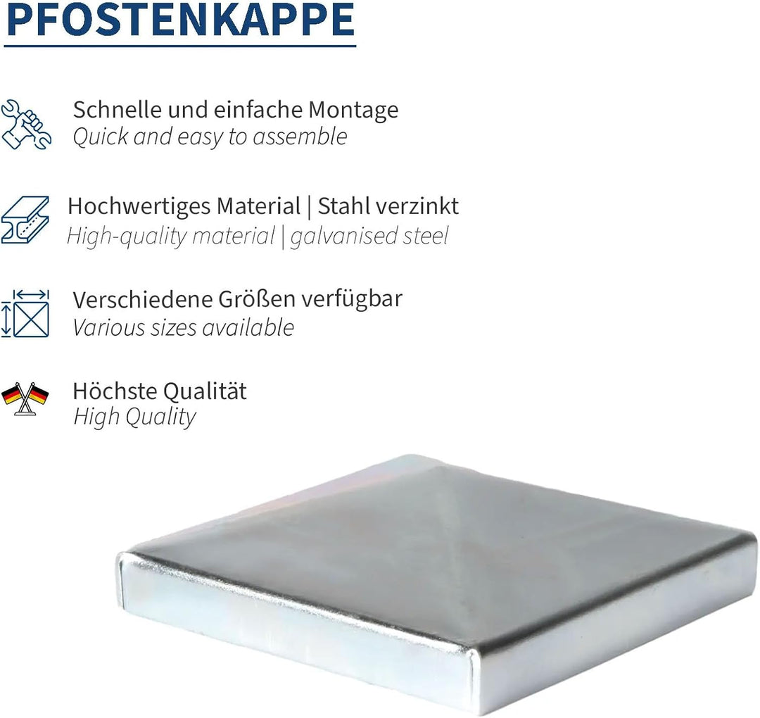 ATTAS Pfostenkappen 12x12 cm (5 Stück) – Verzinkt – Abdeckkappen aus Metall für Holzpfosten &amp; Metall