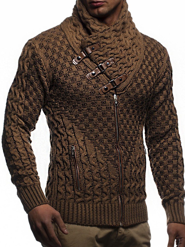 Leif Nelson Herren Strickjacke mit Reissverschluss in Regular Fit, Männer Cardigan in Langarm Design