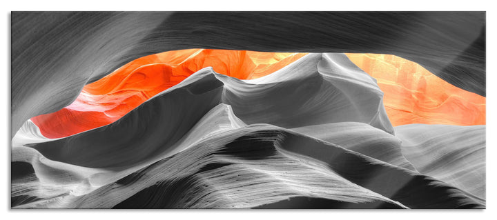 Glasbild Panorama | Wandbild aus Echtglas | beeindruckender Antelope Canyon | 100x40 cm | inkl. Aufh