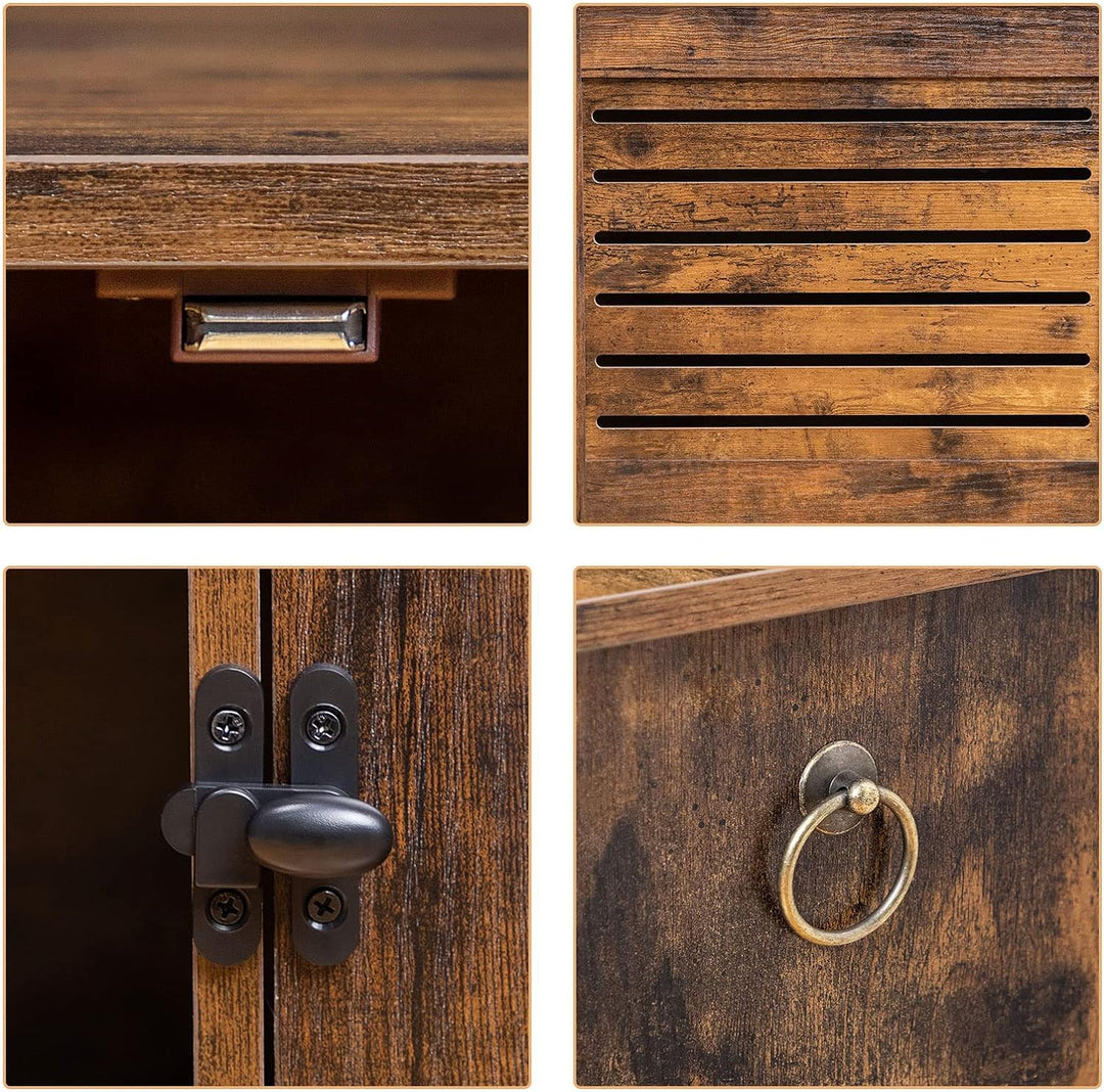 HOOBRO Katzenklo Schrank mit Lamellentür, Katzenschrank Katzenhaus, Katzenschrank für Katzentoilette