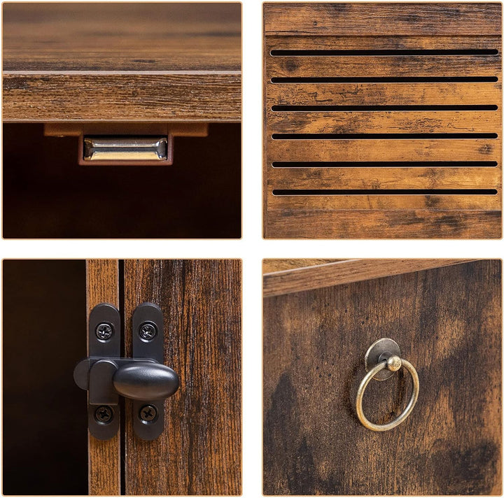 HOOBRO Katzenklo Schrank mit Lamellentür, Katzenschrank Katzenhaus, Katzenschrank für Katzentoilette