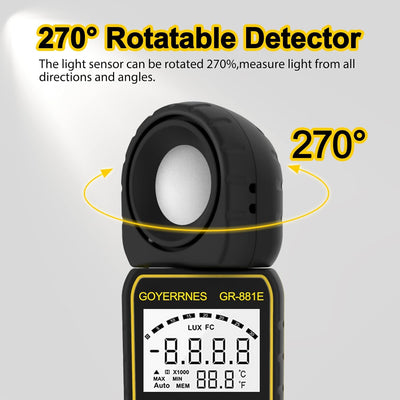 Lichtmessgerät Digitales Beleuchtungsstärkemessgerät, GR-881E Lux Messgerät Handmessgerät Umgebungst