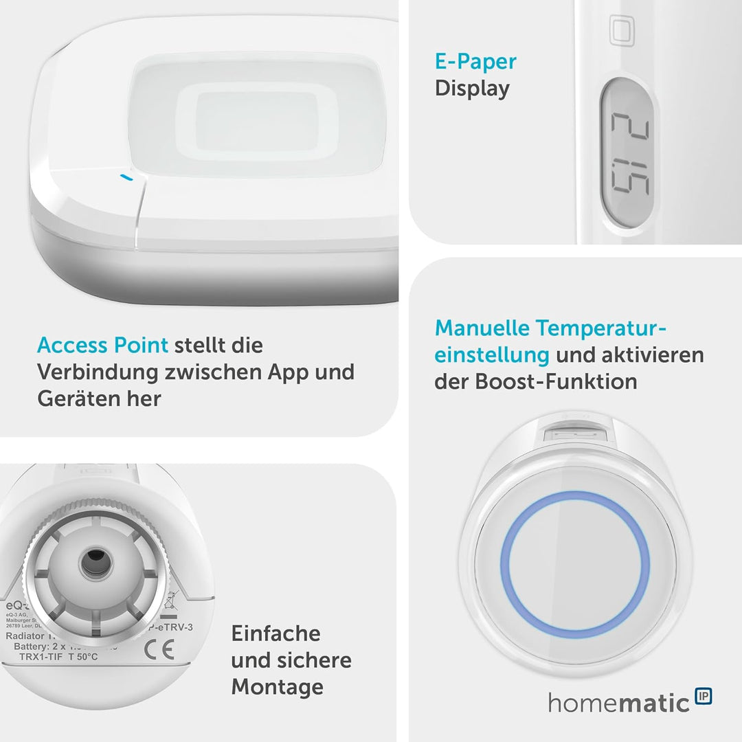 Homematic IP Smart Home Starter Set Heizen - Pure, Digitale Steuerung für Heizung mit oder ohne App,