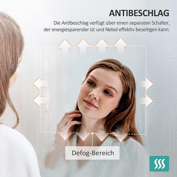 EMKE Spiegel mit Beleuchtung 80cm Badspiegel rund mit Antibeschlag, Kaltweiss Licht dimmbar, Speiche