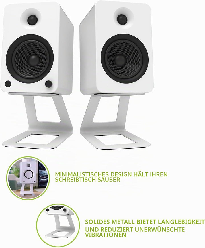 Kanto SE6W Elevated Desktop Speaker Stands for Large Bookshelf Speakers & Full-Size 5”-7” Studio Mon
