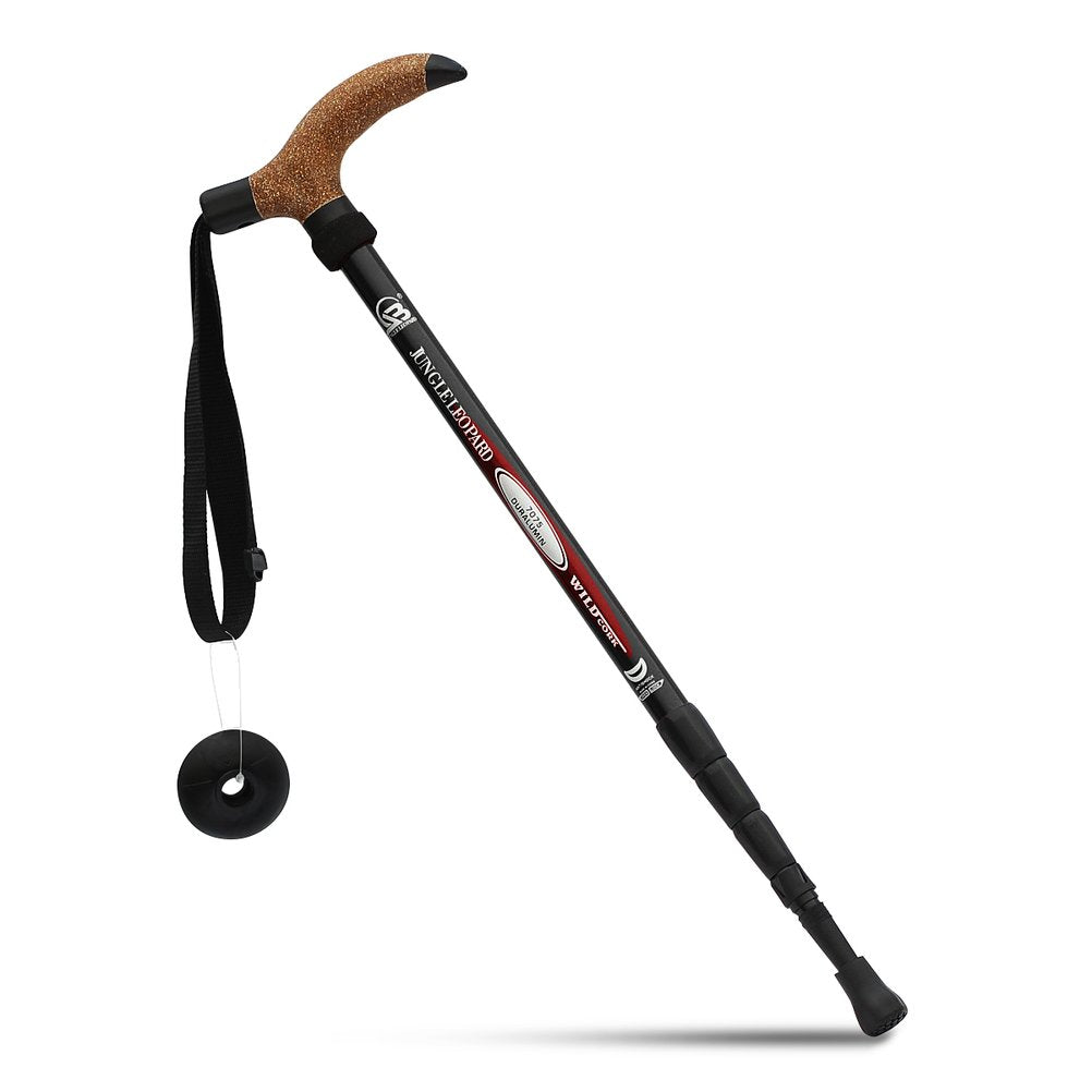 KRY Bergstock / Wanderstock, T-förmiger Griff, einziehbar, aus Luftfahrt-Aluminiumlegierung, verstel