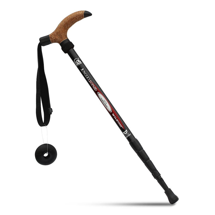 KRY Bergstock / Wanderstock, T-förmiger Griff, einziehbar, aus Luftfahrt-Aluminiumlegierung, verstel