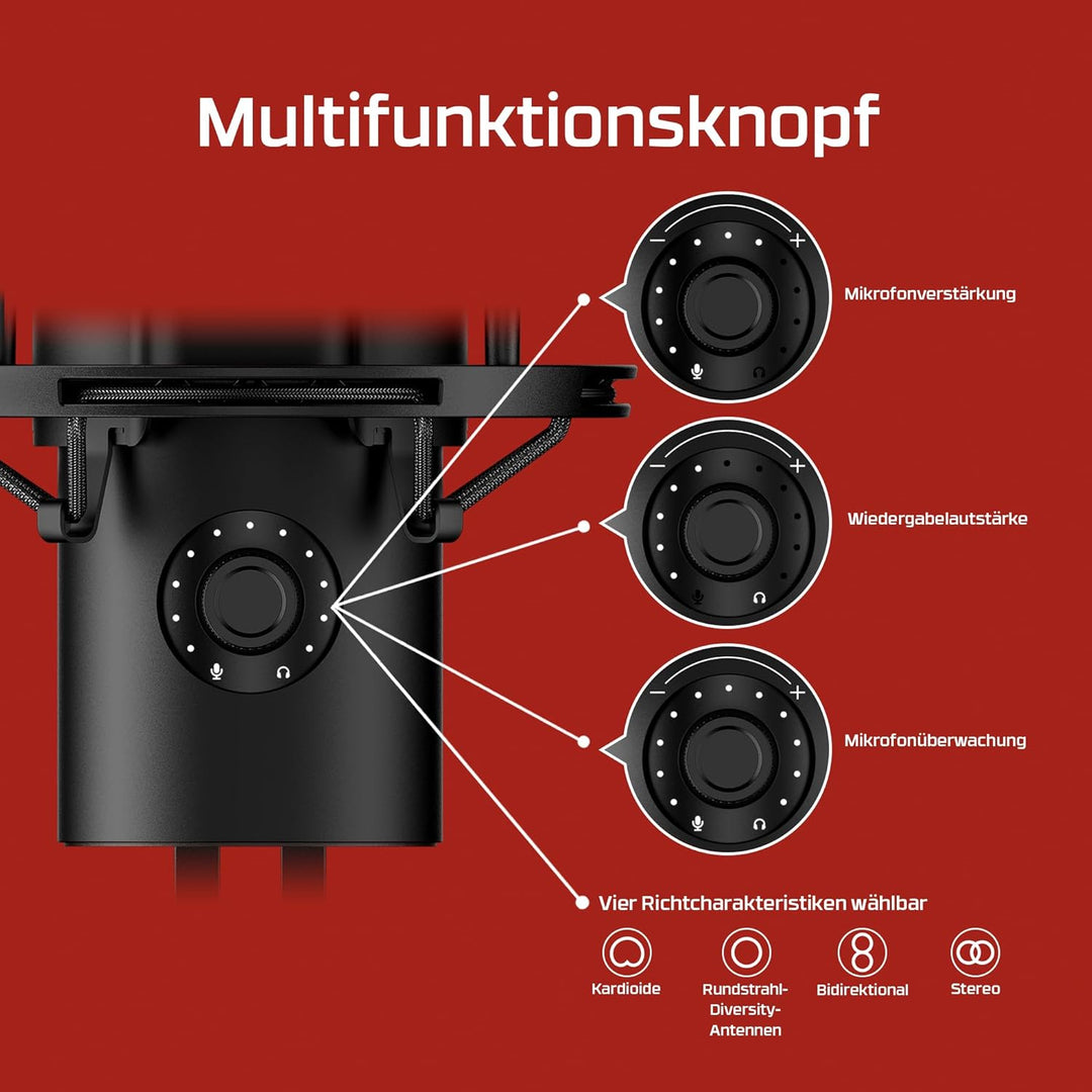 HyperX QuadCast 2 Frost, USB-Mikrofon für Gaming, Streaming und Podcasting, integrierte Bedienelemen