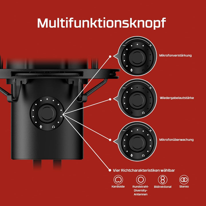 HyperX QuadCast 2 Frost, USB-Mikrofon für Gaming, Streaming und Podcasting, integrierte Bedienelemen