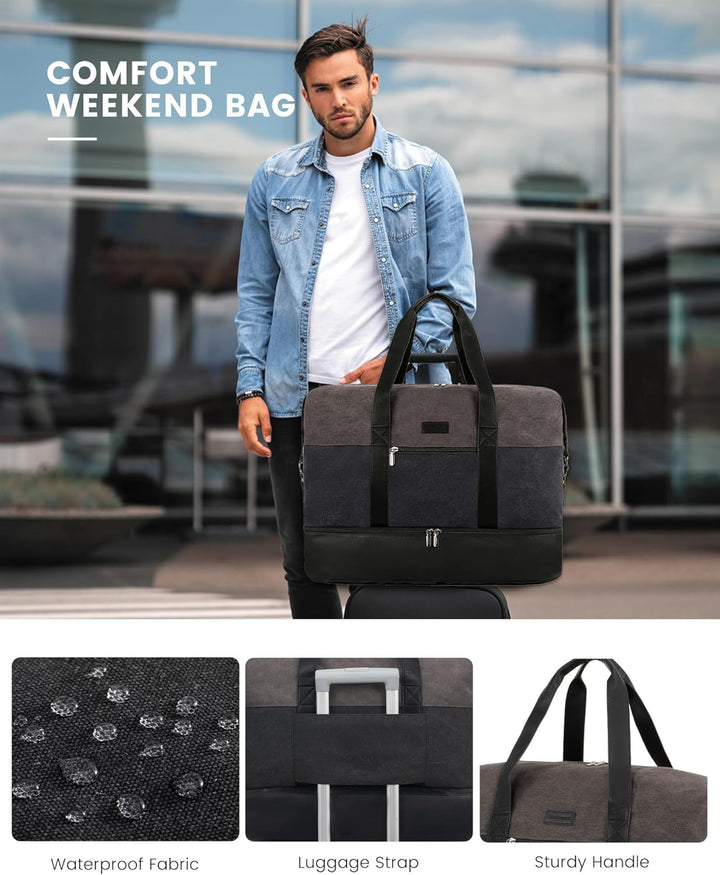 LOVEVOOK Reisetasche Weekender Herren Gross, 56L Handgepäck Tasche Für Flugzeug, Sporttasche Duffle