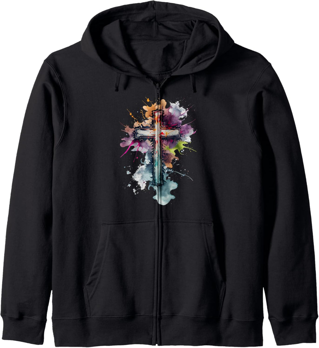 Christliches Kreuz Aquarell-Illustration Kapuzenjacke