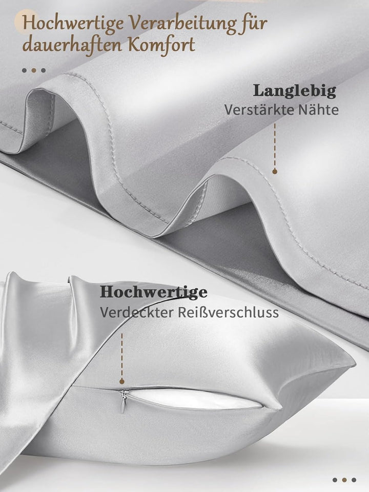 Texbee Seide Kissenbezug 40x60cm für Haar und Haut versteckter Reissverschluss, 1PC Kissenbezug Seid