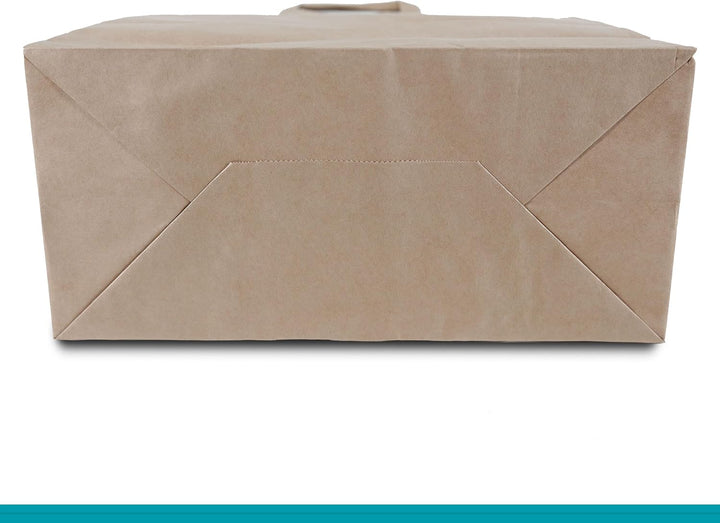 Commerline Papiertüten 250 Stück, Braun, 32+16x44 cm | Kraftpapier Tüten Klein Mit Henkel | Tragetas
