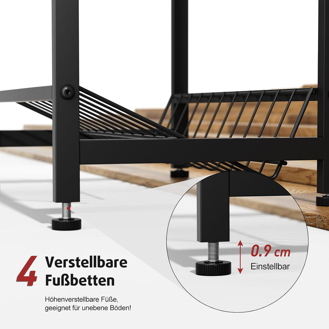 Rainsworth Getränkekistenregal Schmal mit Ablage Schwarz, mit Gitterhalterung aus Metall, 33T x 50B