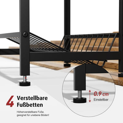Rainsworth Getränkekistenregal Schmal mit Ablage Schwarz, mit Gitterhalterung aus Metall, 33T x 50B