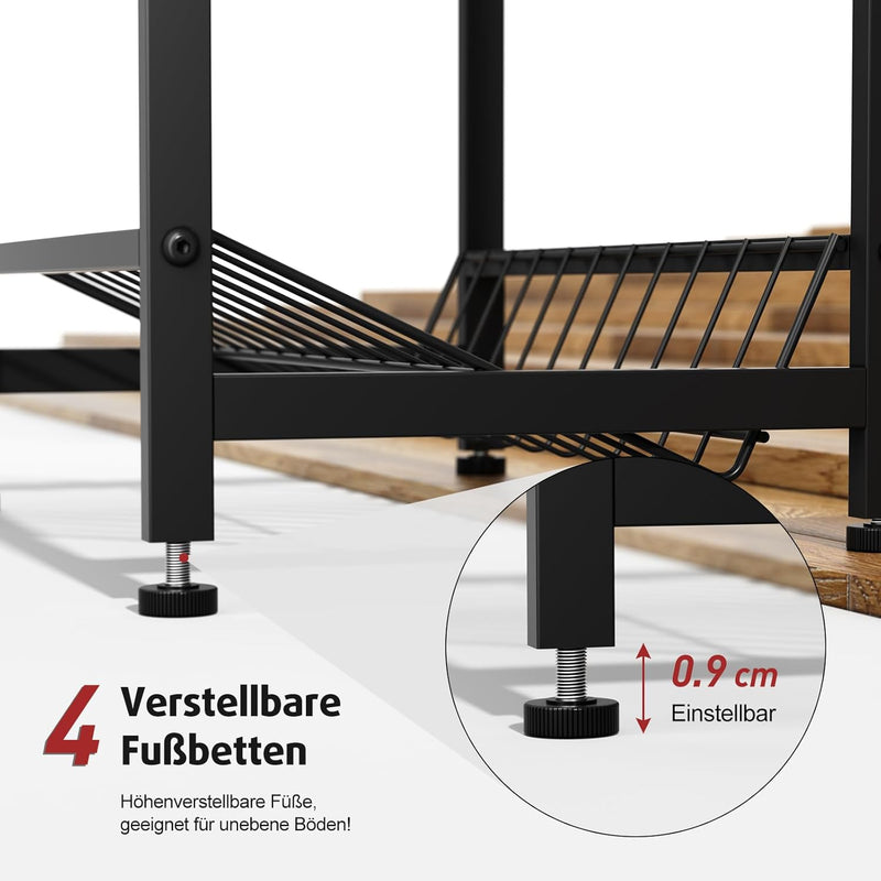 Rainsworth Getränkekistenregal Schmal mit Ablage Schwarz, mit Gitterhalterung aus Metall, 33T x 50B