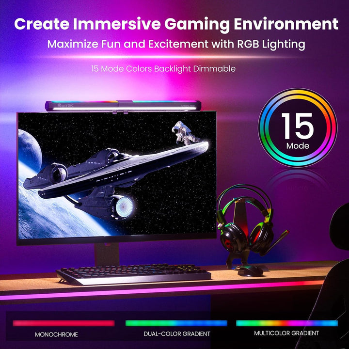 Quntis Computer Monitor Lampe mit Gaming Deko RGB Hintergrundbeleuchtung, Monitor Light Bar mit Touc
