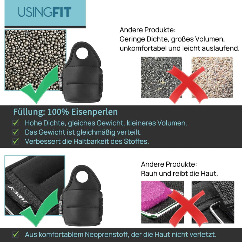 USINGFIT handgewichte gewichtsmanschetten armgewichte Handgelenk Gewichte beingewichte fussgewichte