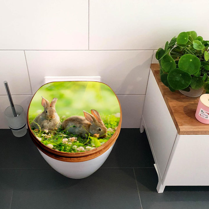 banjado Design WC Sitz Bambus Absenkautomatik 45,8x37,5cm - Toilettendeckel mit Absenkautomatik Holz