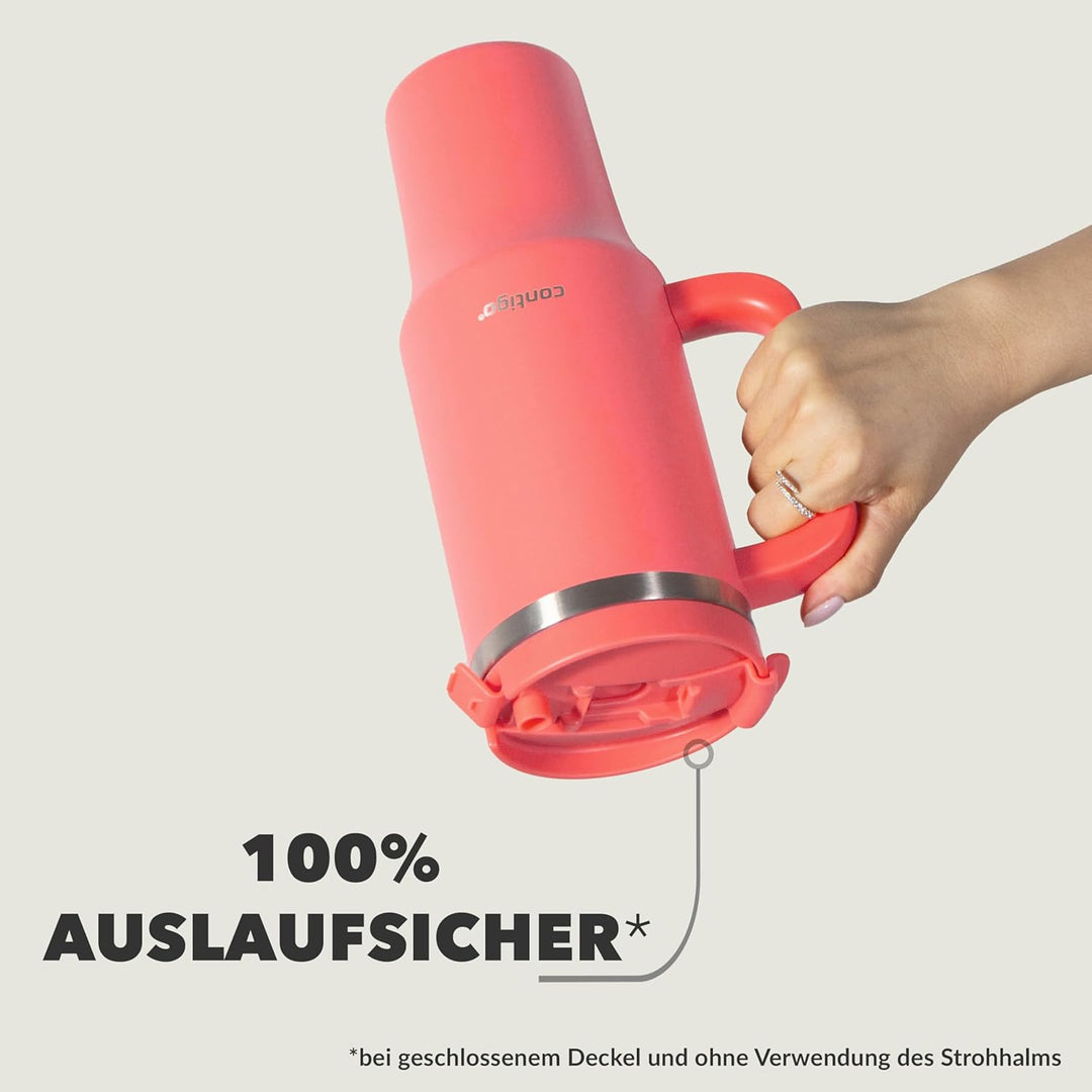 Contigo Streeterville Thermosflasche 1200 ml mit Henkel und Strohhalm | Isolierte Thermo-Trinkflasch