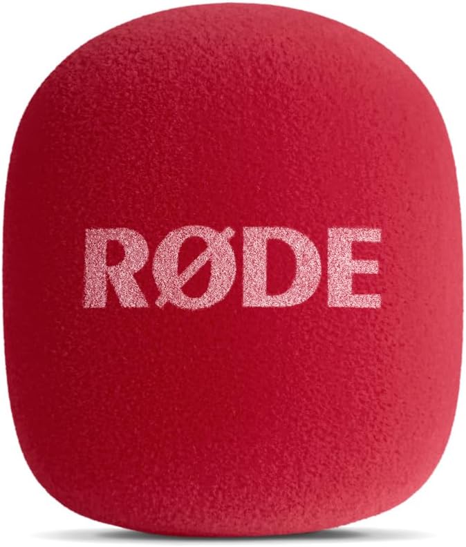 Rode Interview GO Handadapter für Wireless Sendemodule Rot mit keepdrum Fell-Windschutz, Rot