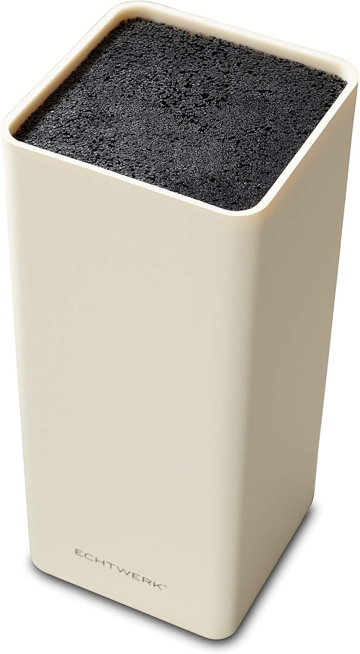 Echtwerk EW-MB-0105 Universal-Messerblock Square mit Borsteneinsatz, Creme, Kunststoff