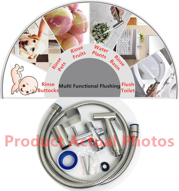 Edelstahl Bidet Handbrause Set für Toilette – WC Brause mit T-Adapter, Halterung & 1,5m Schlauch, Wa