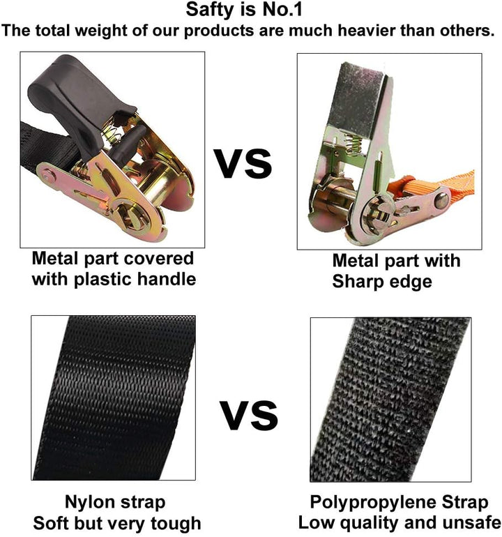 Endless Ratchet Tie Down Straps Heavy Duty Cargo Tie Downs, Durable Nylon Black Strap Down Ratchetin
