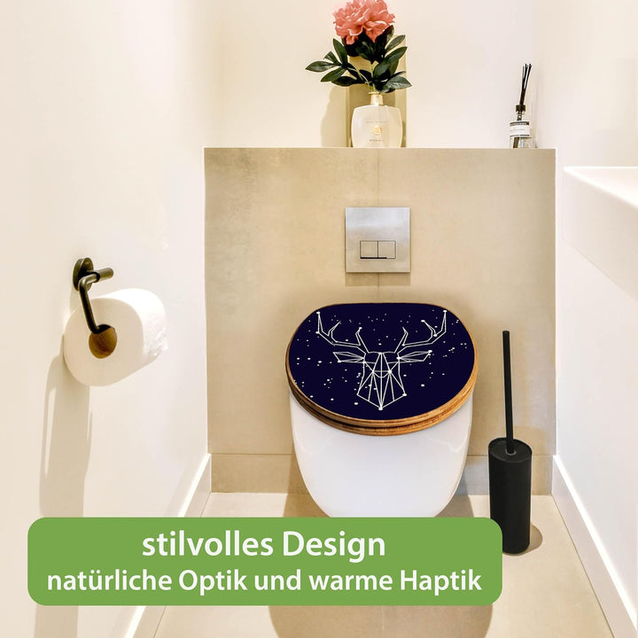 banjado Design WC Sitz Bambus Absenkautomatik 45,8x37,5cm - Toilettendeckel mit Absenkautomatik Holz