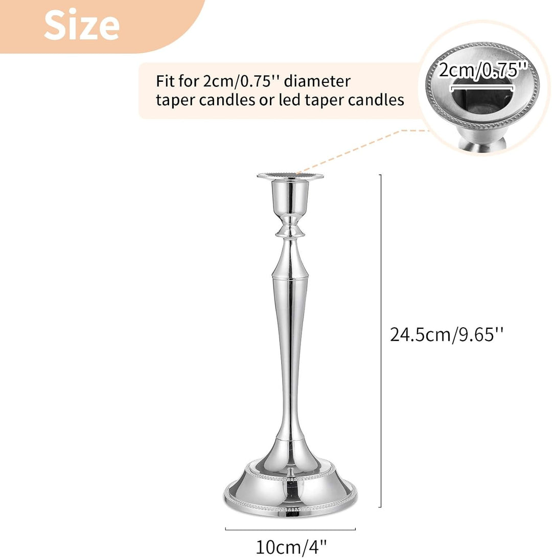 Nuptio Kerzenhalter für Kerzenständer – 2 Stück Silber Kerzenständer 24.5cm Hoch Konischer Kerzenhal