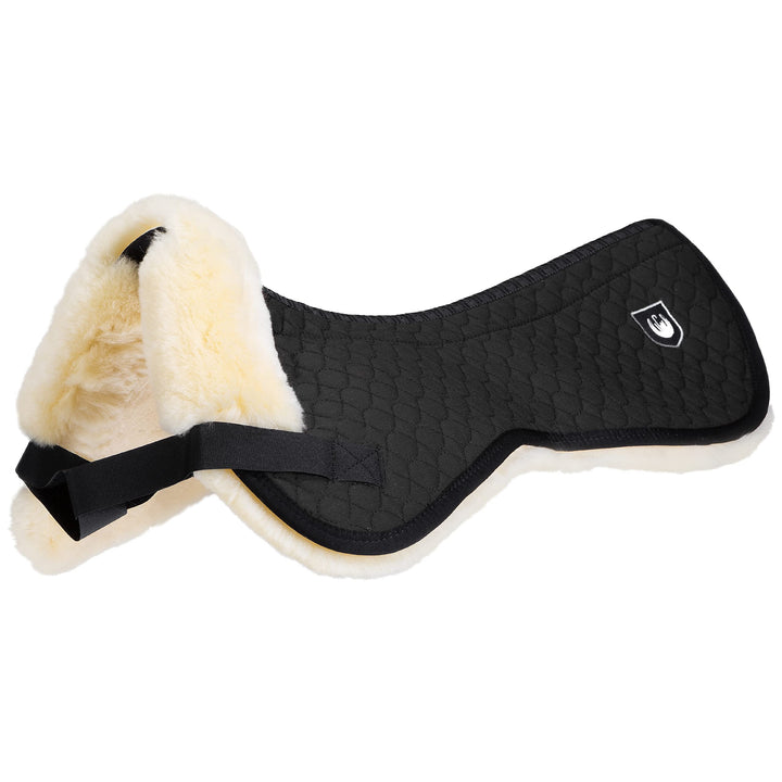 Christ Lammfell Sattelkissen Ultra mit hohem Widerrist, WB, Stoff schwarz, Lammfell Natur